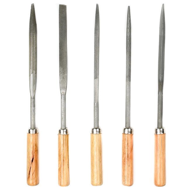 Benson Sleutelvijlenset - 5-delig - Hard stalen bladen - Houten handvat - 170 mm