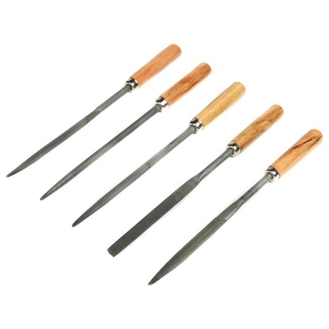 Benson Sleutelvijlenset - 5-delig - Hard stalen bladen - Houten handvat - 170 mm