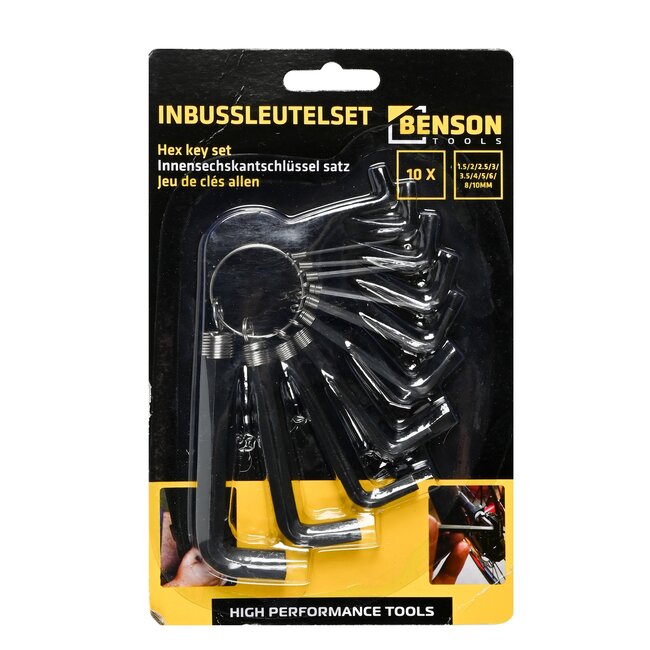 Benson Inbussleutelset - 10 maten - 1.5 t/m 10 mm - Compact en duurzaam