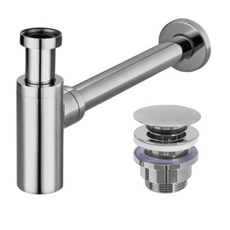 REA Compacte wastafel sifon met clickwaste - chroom - kindvriendelijk design