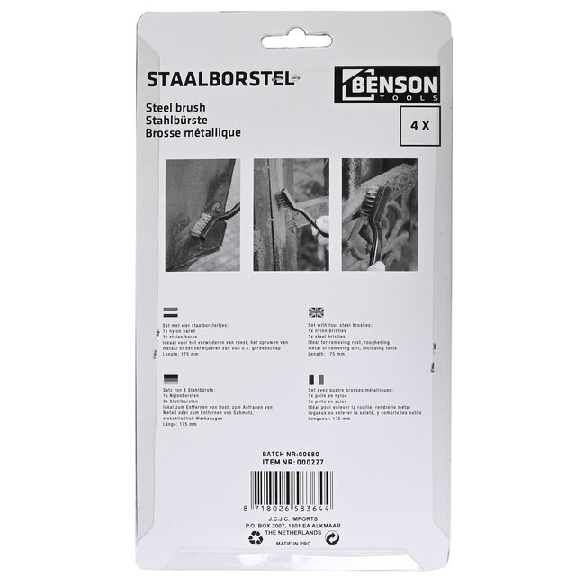 Benson Compacte staalborstels - roest verwijderen - 175 mm - set van 4