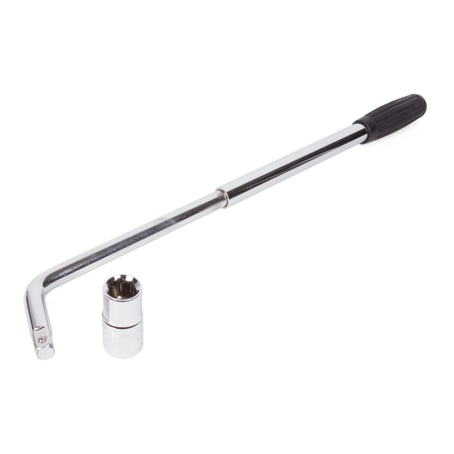 Benson Telescopische wielmoersleutel - uitschuifbare hefboom - chroom-vanadium - 17 en 19 mm