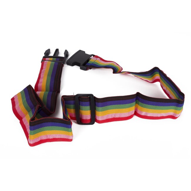 Benson Kofferspanband - Regenboogkleur - 183 cm - Inclusief gegevenskaartje - 5 cm breed