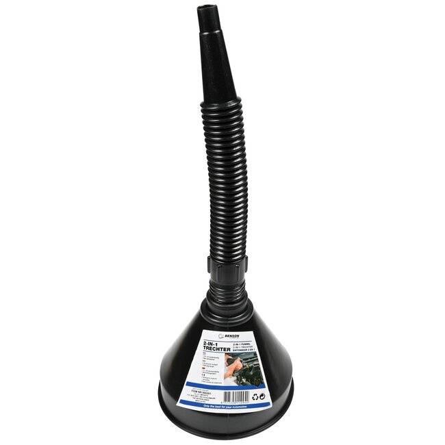 Benson Trechter met flexibele tuit en filter - Ø 150 mm - zwart - kunststof