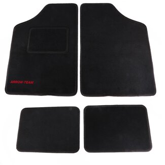 Arrow Team Universele automattenset - luxe velours - anti-slip - 4-delig - zwart