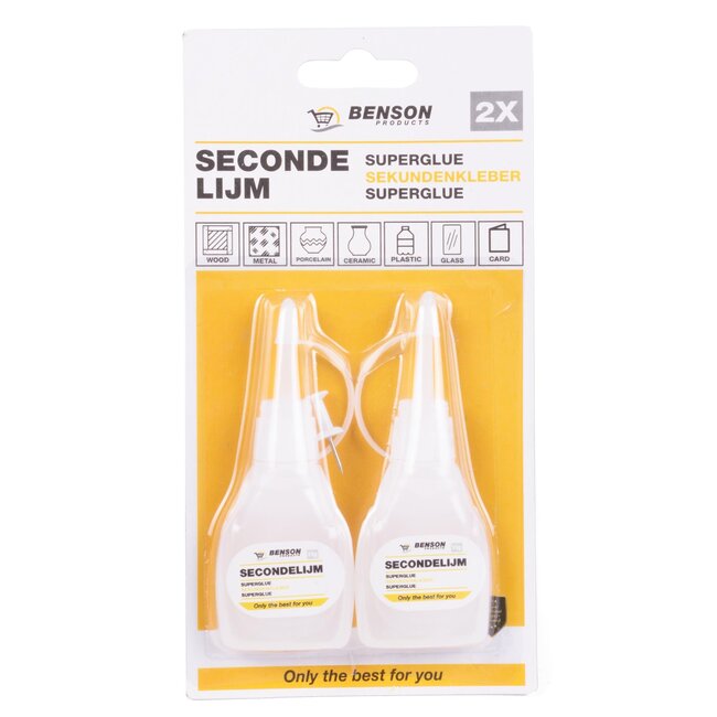 Benson Secondelijm - Oplosmiddelvrij - 10 gram - 2 stuks - Nauwkeurige dosering