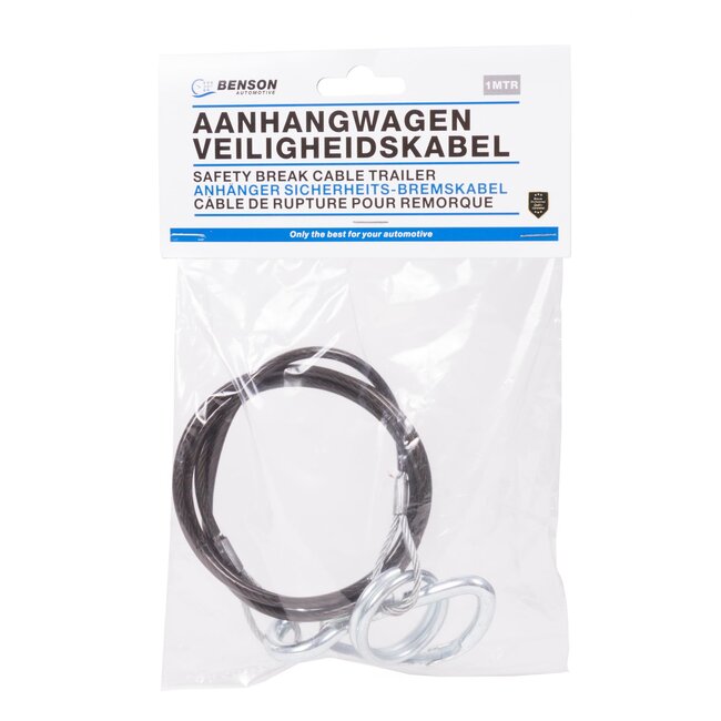 Benson Veiligheidskabel voor aanhanger - gegalvaniseerd staal - 1 meter - kunststof coating