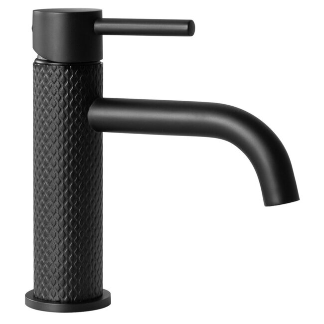 REA Laag model wastafelkraan - mat zwart - modern design - eengreeps - messing - 170 mm hoog