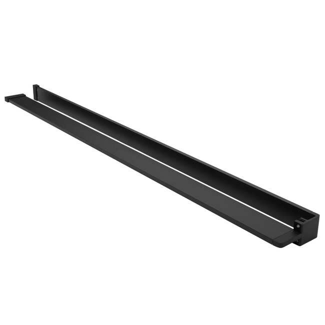 REA Inkortbaar handdoekrek met planchet - 120 cm - mat zwart - geschikt voor 8-10 mm glas