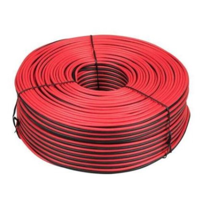 Benson Speakersnoer - 2 x 0.75 mm² - 100 meter - Rood/Zwart - Professioneel en Thuisgebruik
