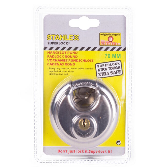 Stahlex Discus slot - roestvrij staal - Ø 70 mm - 2 sleutels - weerbestendig