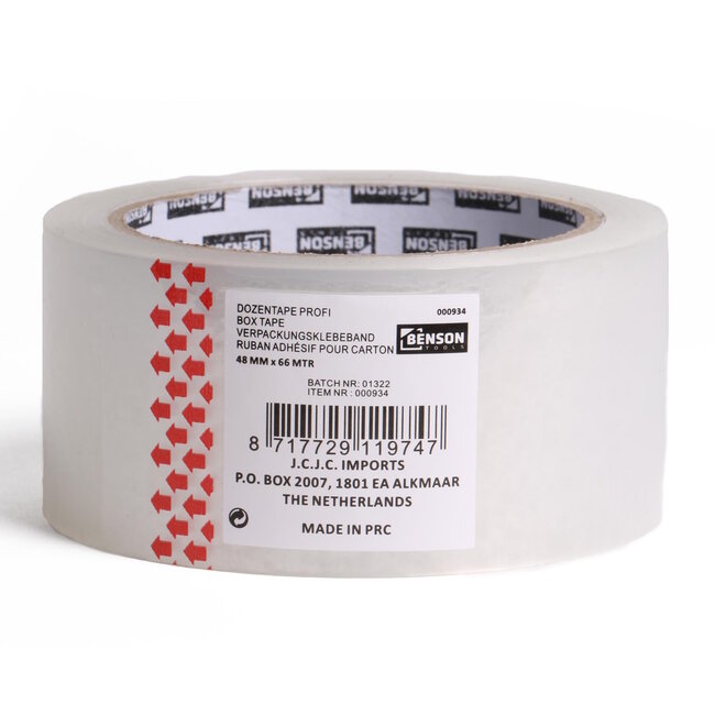 Benson Verpakkingstape - 66 meter x 48 mm - Transparant - Sterke hechting - Milieuvriendelijk