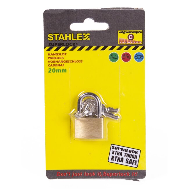 Stahlex Compact hangslot - geharde beugel - inclusief 2 sleutels - 20 mm - goud