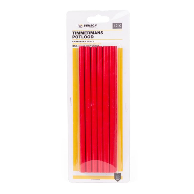 Benson Timmermanspotloden - Hout - Ovale vorm - 17,5 cm - Rood - 12 stuks