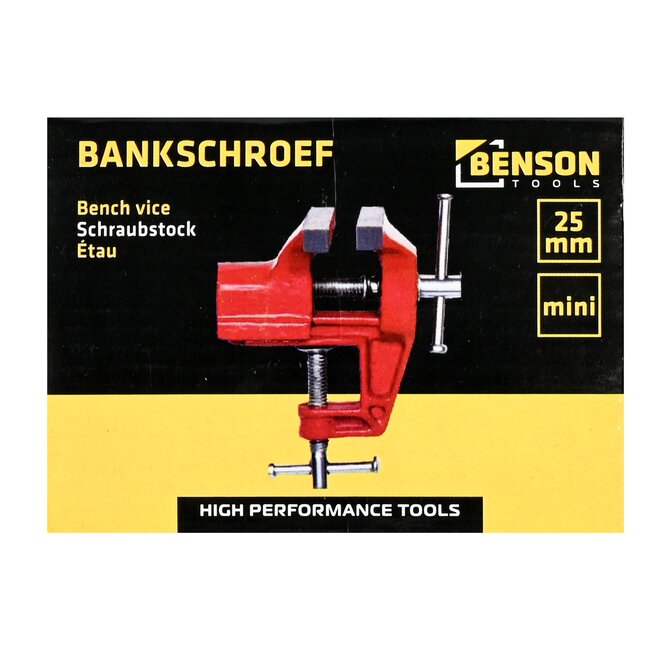 Benson Compacte mini-bankschroef - klemmend - 25 mm - rood