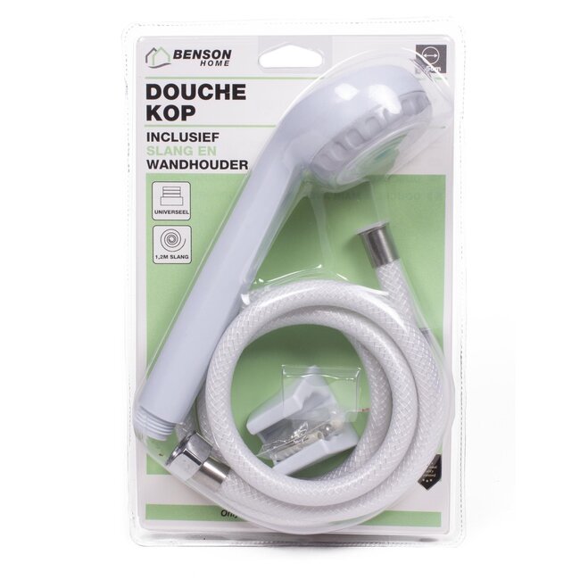 Benson Complete doucheset - kunststof - inclusief muurbevestiging - wit