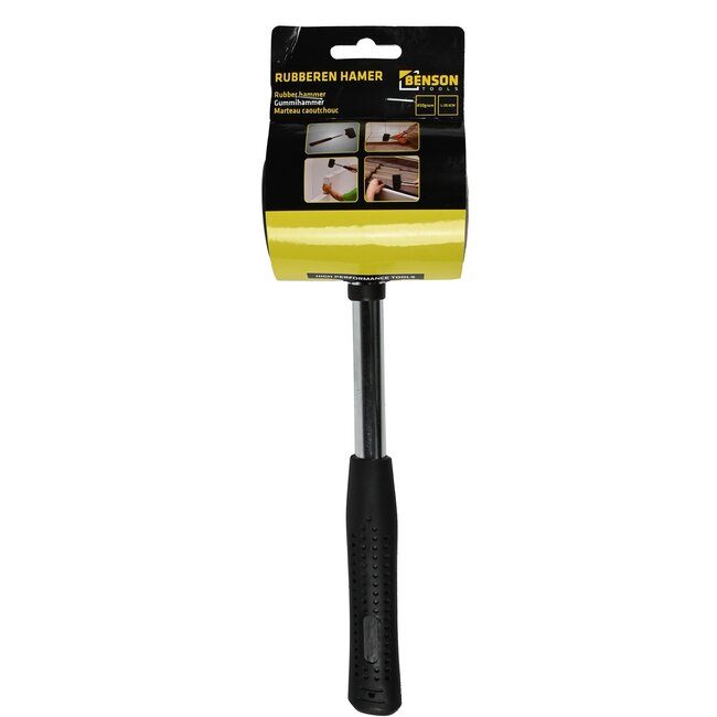 Benson Rubberen hamer - stalen steel - schokdempend - 30 cm - tegelwerk, houtbewerking en camping