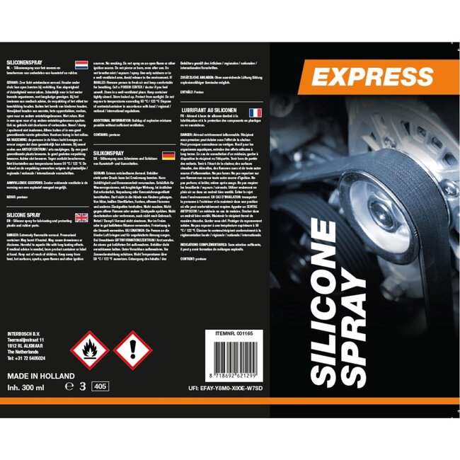 Express Siliconenspray - Voorkomt Piepen en Kraken - 300 ml - Geschikt voor Kunststof en Rubber