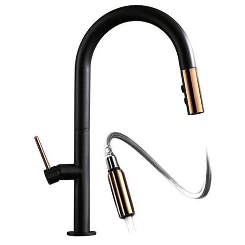 REA Apollo - Keukenmengkraan - Hoog Model - Mat Zwart - Rosé Goud REA Apollo - Keukenmengkraan - Hoog Model - Mat Zwart - Rosé Goud
