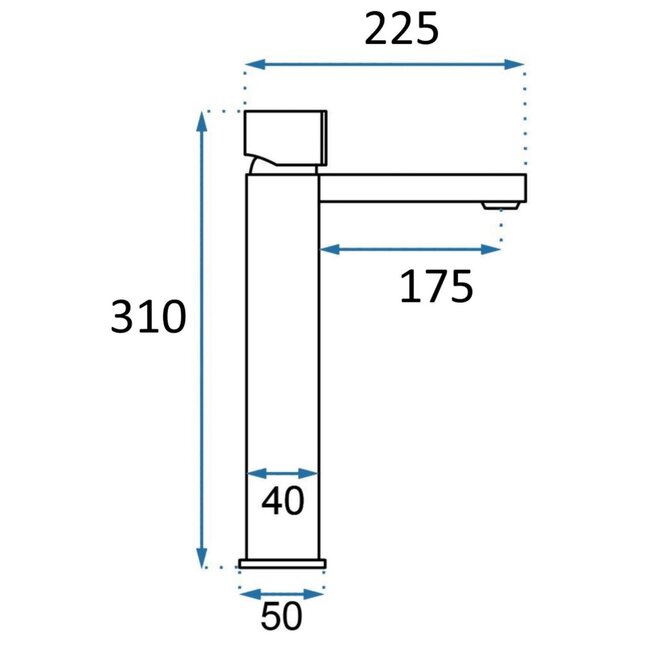 REA Hoog model wastafelkraan - mat zwart en goud - luxe design - messing - 310 mm hoogte