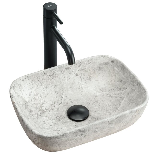 REA Rechthoekige opzetwastafel - keramiek - lichtgrijs - 42x34x14 cm - antibacterieel