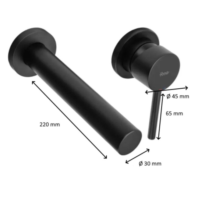 REA Inbouw wastafelkraan - eenhendel - mat zwart - minimalistisch design