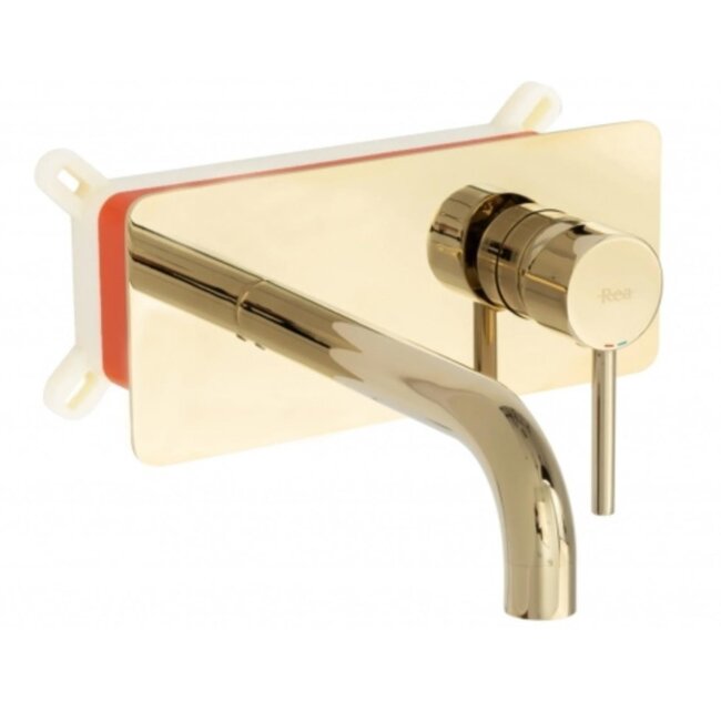 REA Inbouw wastafelmengkraan - eengreeps - goud - messing - 20 cm uitloop