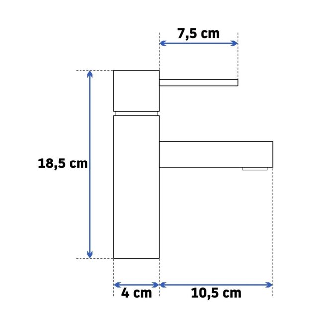 REA Lage wastafelkraan - glanzend goud - eengreeps - messing - 180 mm hoog