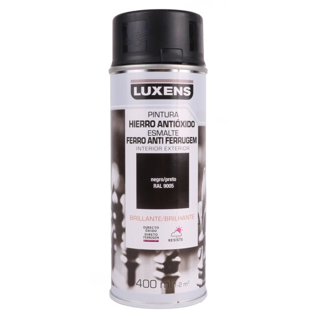 Luxens Sneldrogende spuitlak - glans zwart - 400 ml - binnen en buiten gebruik