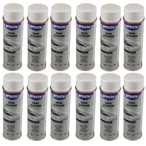 Presto Verf Spuitbus - Spuitlak - Lak Wit Glans - 500 ml - 12 stuks Presto Verf Spuitbus - Spuitlak - Lak Wit Glans - 500 ml - 12 stuks