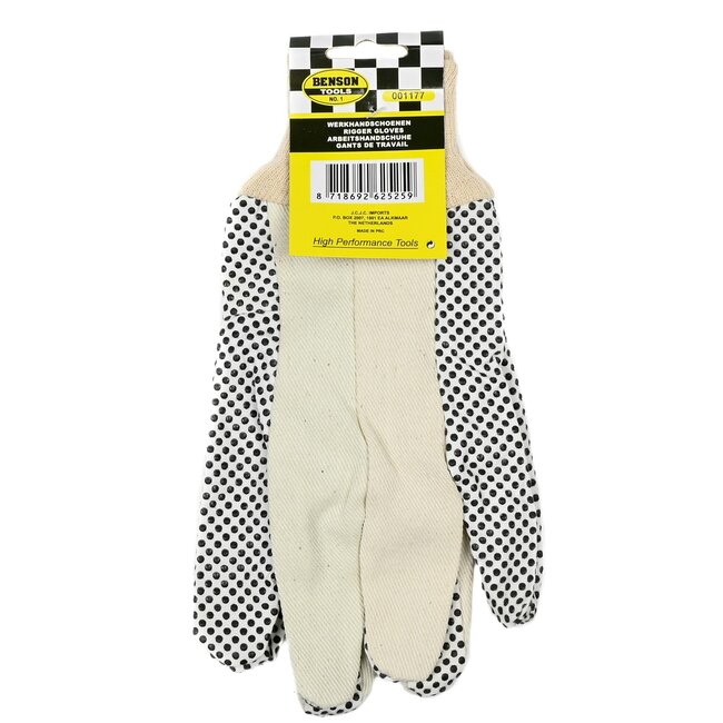 Benson Werkhandschoenen - Polkadot - Extra grip - Katoen - Set van 2