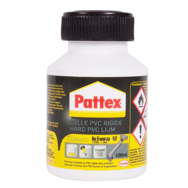 Pattex Transparante hard PVC lijm - Sneldrogend - 100 ml - Met kwast