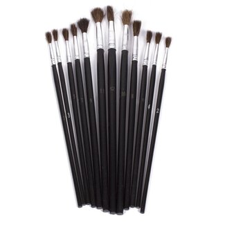 Benson 12-delige penseelset - rond en plat - ergonomisch ontwerp - synthetisch haar