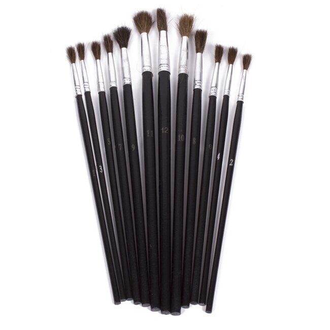 Benson 12-delige penseelset - rond en plat - ergonomisch ontwerp - synthetisch haar