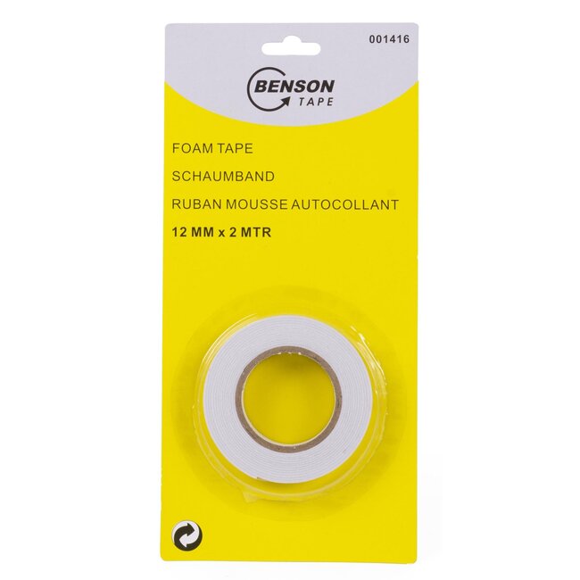 Benson Smal foamtape - 12 mm x 2 meter - Wit - Laat geen sporen achter