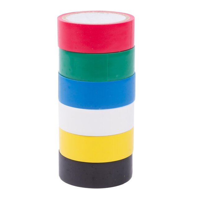 Benson PVC isolatietape - 6 kleuren - 3 meter x 18 mm - flexibel en sterk