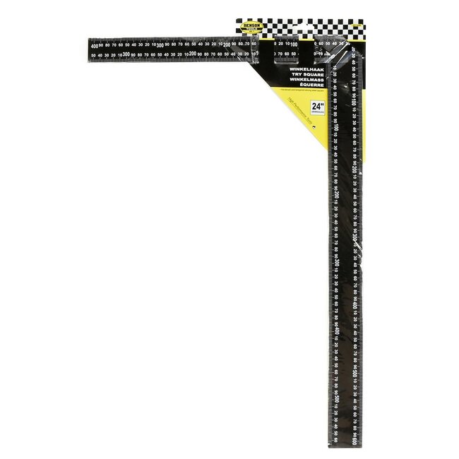 Benson Winkelhaak - Staal - Haakse hoek - Witte cijfers - 400 x 600 mm - Zwart