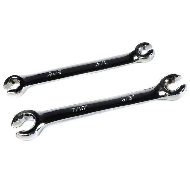 Benson Remleidingsleutel set - 2-delig - 6-kantige open ringsleutels - hoogglans verchroomd - inch maten