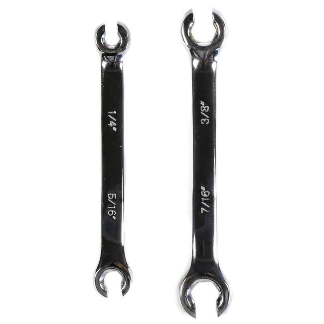 Benson Remleidingsleutel set - 2-delig - 6-kantige open ringsleutels - hoogglans verchroomd - inch maten