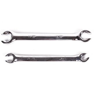 Benson Remleidingsleutel set - 2-delig - 6-kantige open ringsleutels - hoogglans verchroomd - inch maten