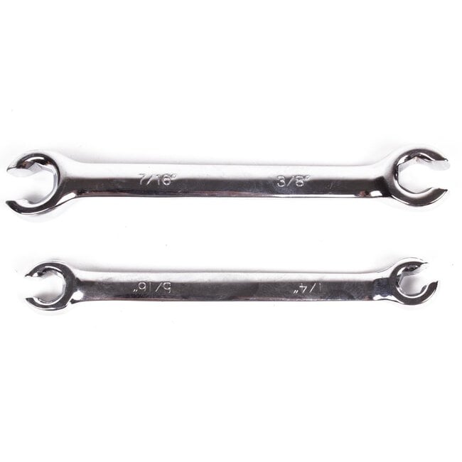 Benson Remleidingsleutel set - 2-delig - 6-kantige open ringsleutels - hoogglans verchroomd - inch maten