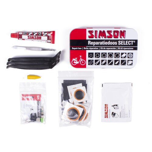 Simson Bandenreparatieset - Bandenplakset Compleet - Type Select t.b.v. Fiets - 23 delig Simson Bandenreparatieset - Bandenplakset Compleet - Type Select t.b.v. Fiets - 23 delig
