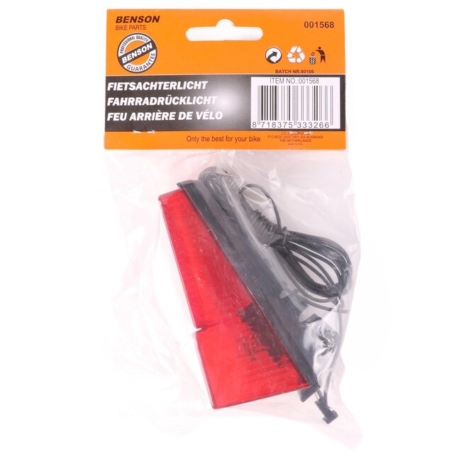 Benson Fiets achterlicht - spatbordmontage - bedraad - modern design - compact - 80x40 mm