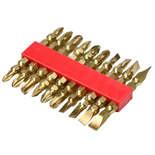 Benson Bitset - Dubbelzijdig - Goudkleurig - 10-delig - Koolstofstaal