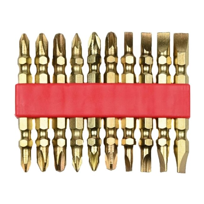 Benson Bitset - Dubbelzijdig - Goudkleurig - 10-delig - Koolstofstaal