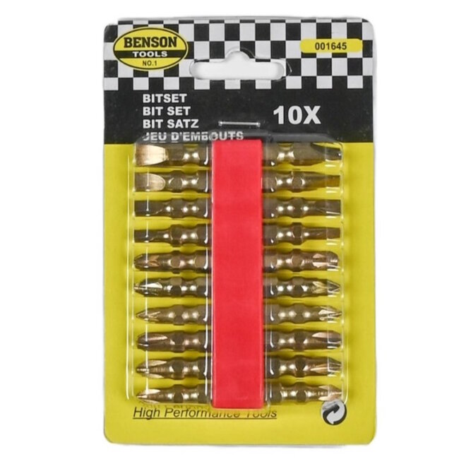 Benson Bitset - Dubbelzijdig - Goudkleurig - 10-delig - Koolstofstaal