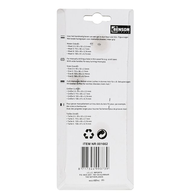 Benson Fretboor set - metaal - zwart - 4 stuks - diverse diameters