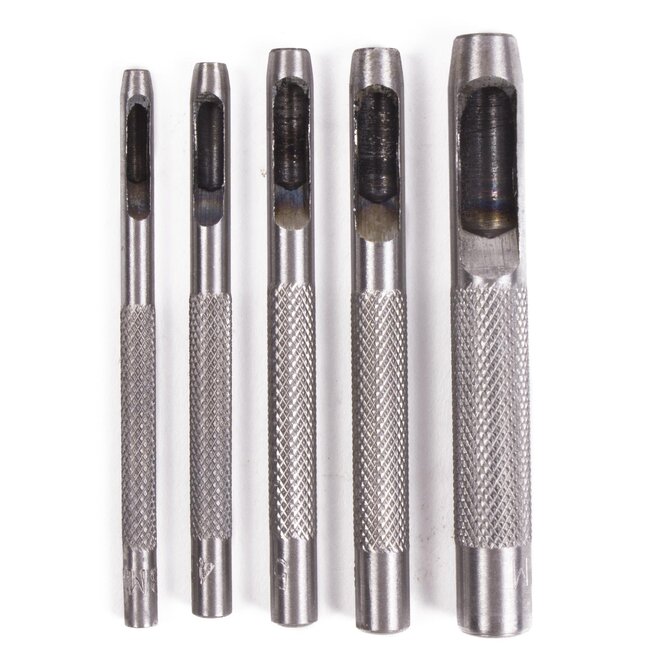 Benson Holpijpset - 85 mm - Staal - 5 maten - Voor papier, karton en leer