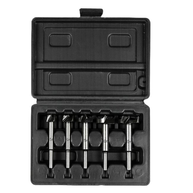 Hofftech Forstnerboor set - 5 delig - Voor strakke en splintervrije gaten - Inclusief opbergkoffer