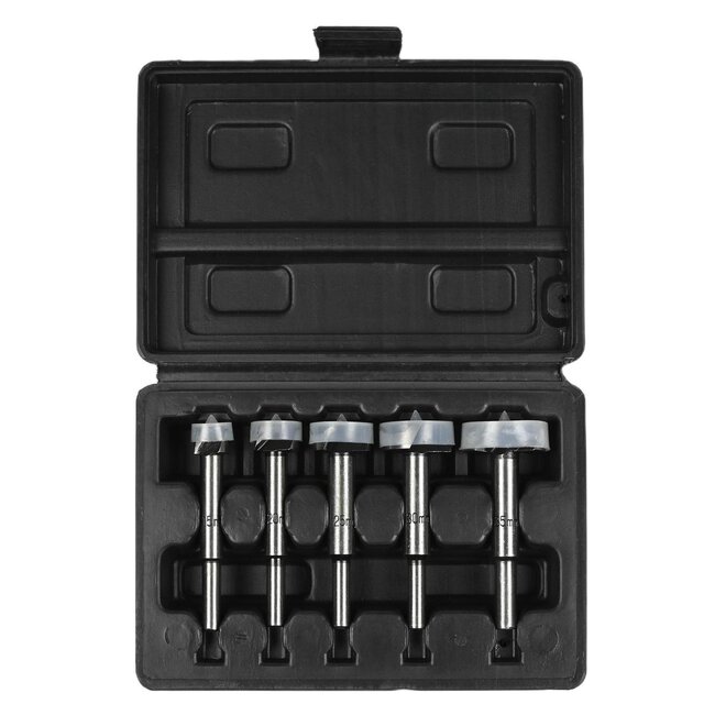 Hofftech Forstnerboor set - 5 delig - Voor strakke en splintervrije gaten - Inclusief opbergkoffer